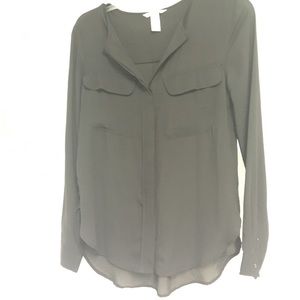 H&M black button up blouse